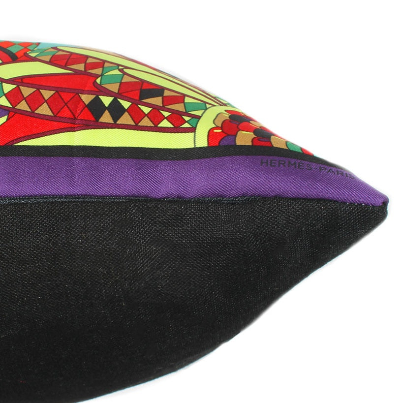 Les Flots du Cheval Vintage Silk Scarf Pillow 17"
