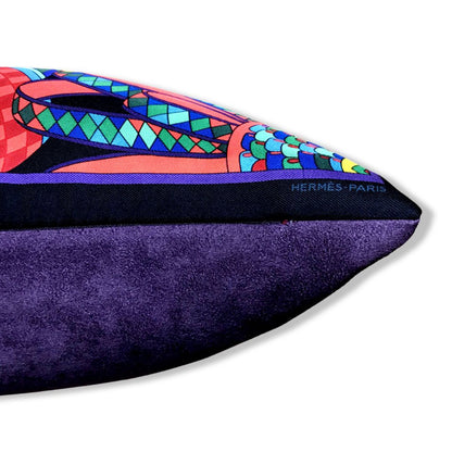 Les Flots du Cheval Vintage Silk Scarf Pillow 17"