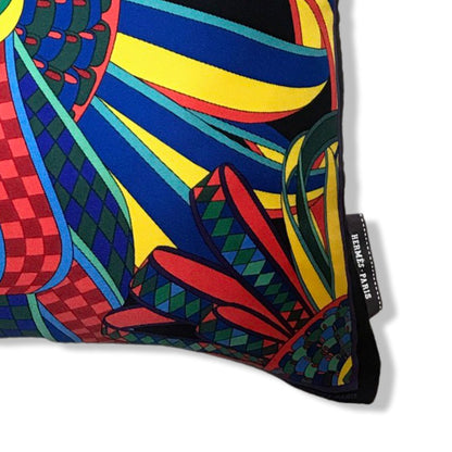 Les Flots du Cheval Vintage Silk Scarf Pillow 17"