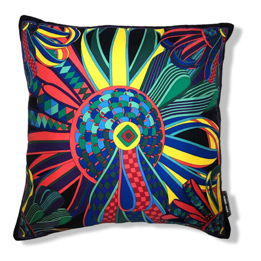 Vintage Hermes Pillow Les Flots du Cheval Vintage Silk Scarf Pillow 17" at Vintage Luxe Up