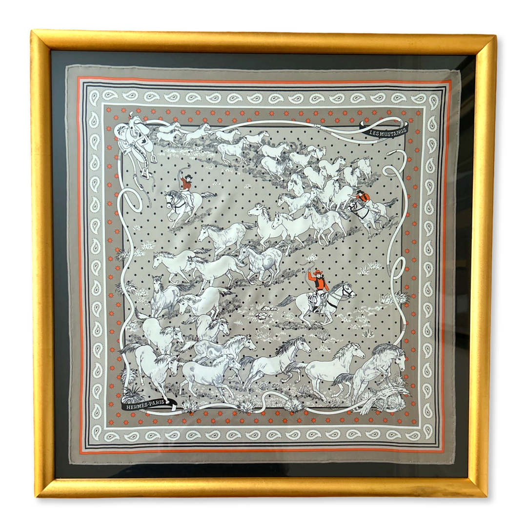 Framed Hermes Scarf Les Mustangs