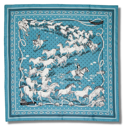 Les Mustangs Bandana Silk Scarf Pillow 22"