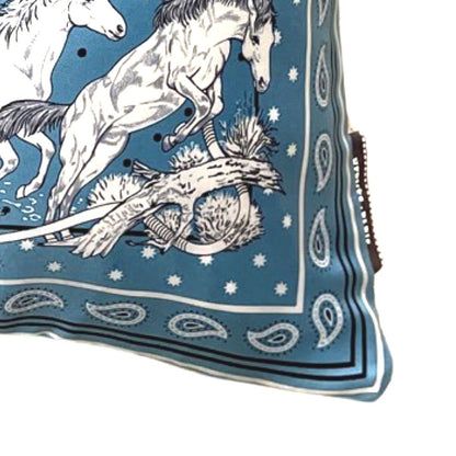 Les Mustangs Bandana Silk Scarf Pillow 22"