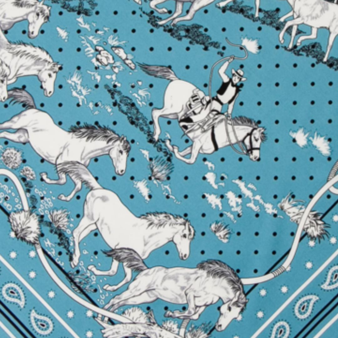 Les Mustangs Bandana Silk Scarf Pillow 22"