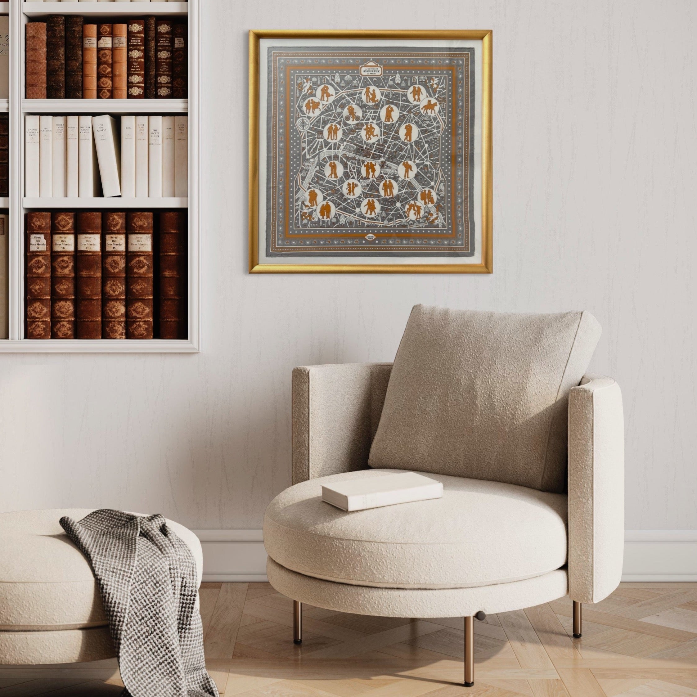 HERMES Nouveaux Amoureux de Paris Vintage Hermes Framed