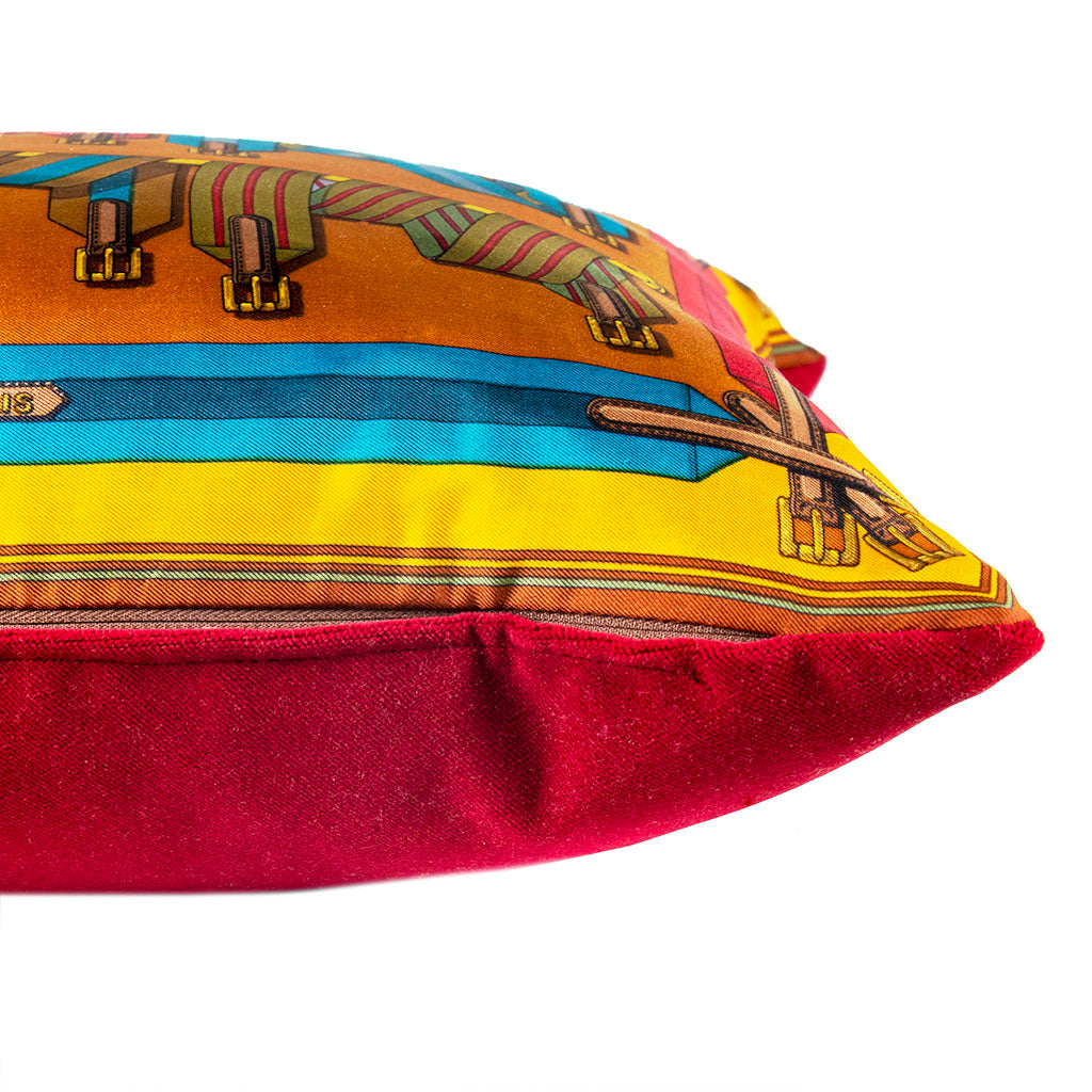 Les Sangles Vintage Silk Scarf Pillow 17"