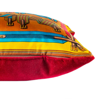 Les Sangles Vintage Silk Scarf Pillow 17"