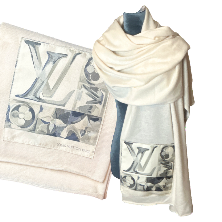 Louis Vuitton Au Fils du Temps Silk Scarf & Cashmere Shawl at Vintage Luxe Up
