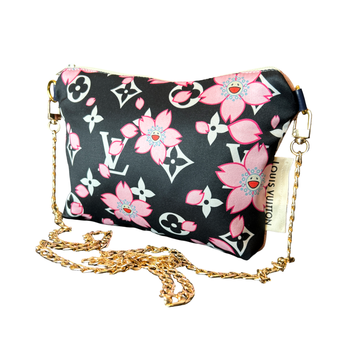 LV Monogram Flower Vintage Silk Scarf Crossbody Bag