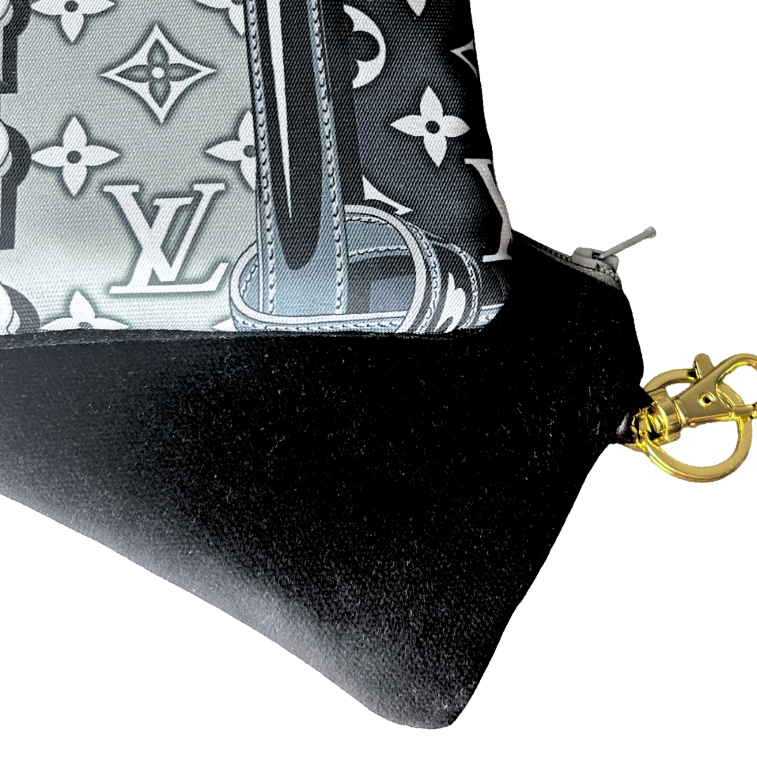 LV Monogram Vintage Silk Scarf Coffee Run Keychain Bag