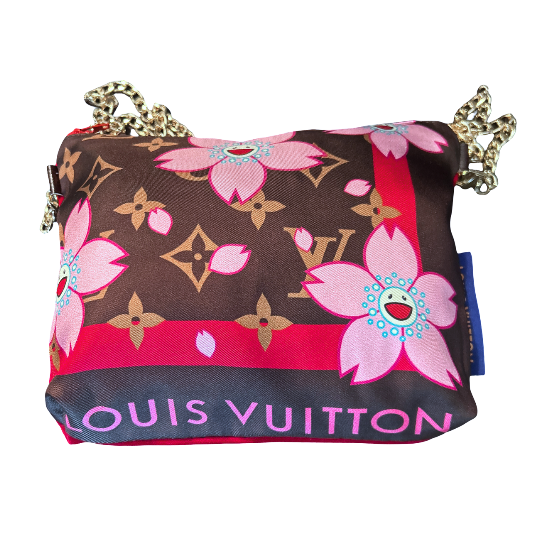 LV Monogram Cherry Blossom Vintage Silk Scarf Crossbody Bag