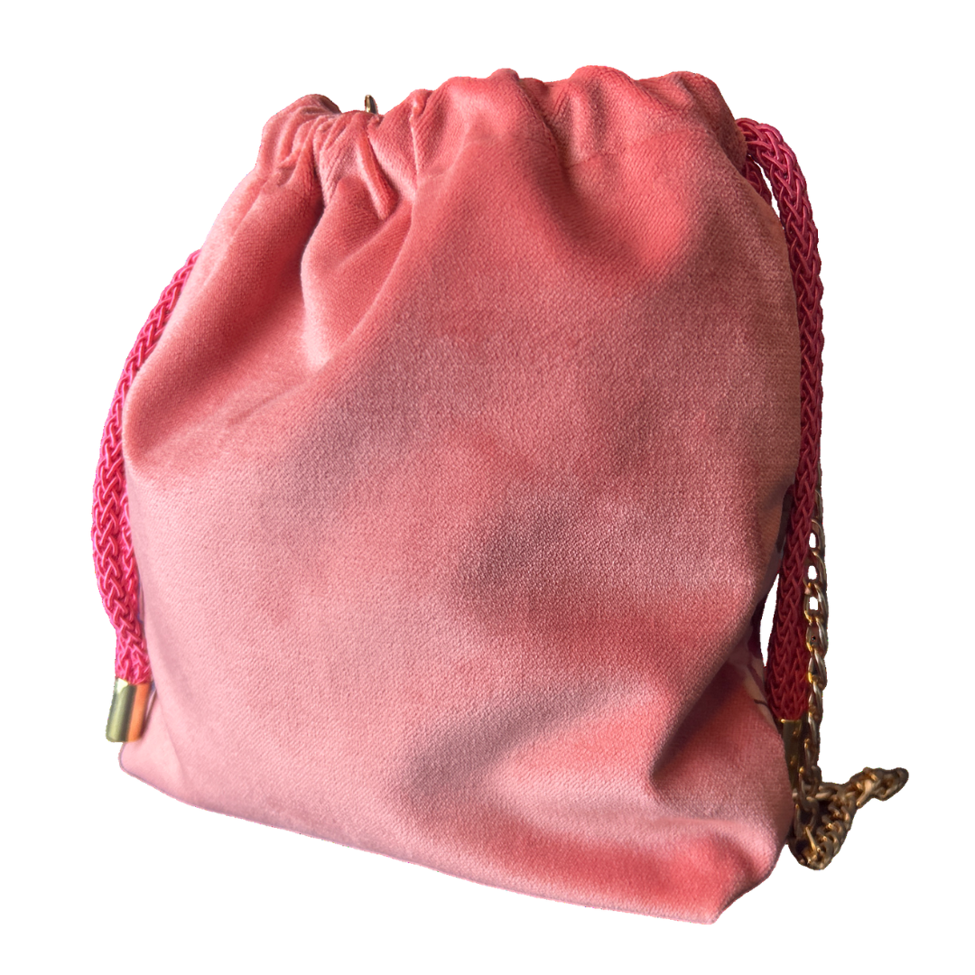 LV Tumbled Monogram Vintage Silk Scarf Drawstring Crossbody Bag