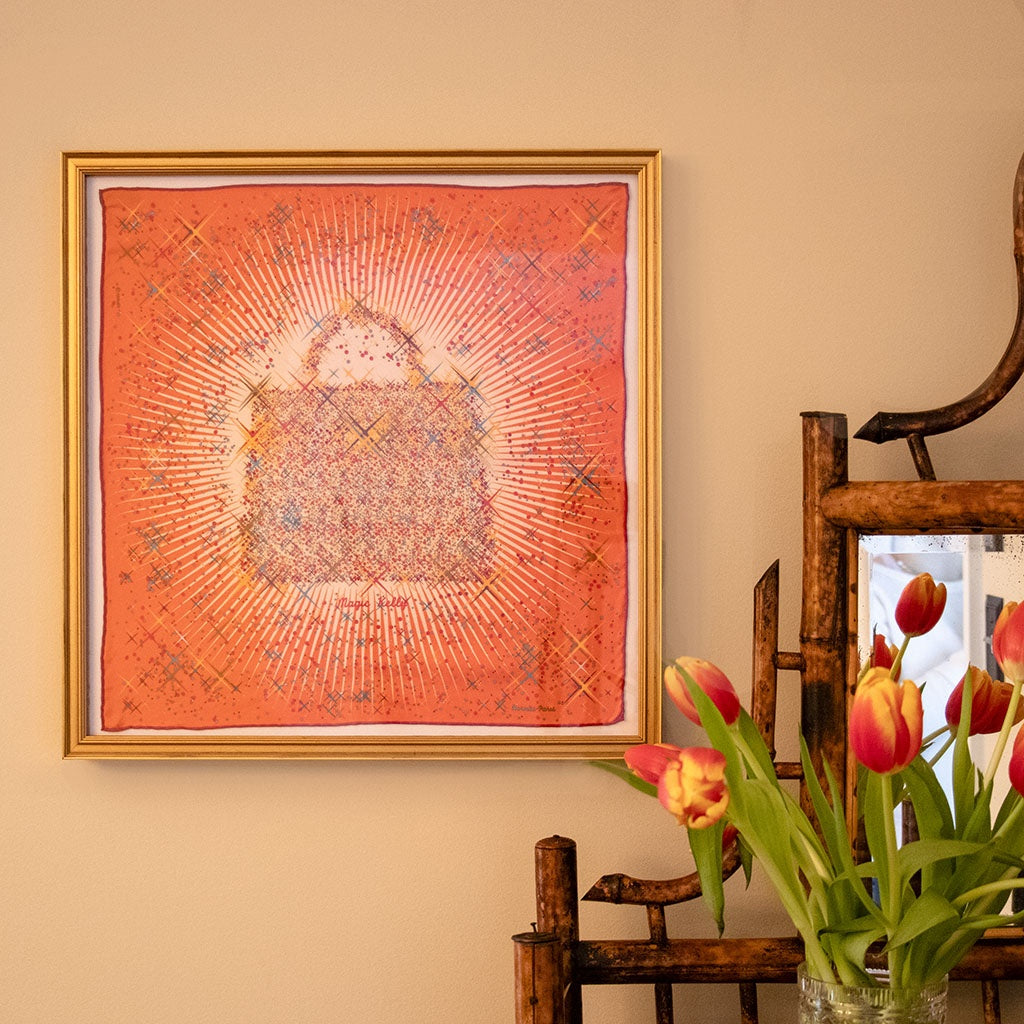 Framed Hermes Scarf Magic Kelly Framed Vintage Silk Scarf 20" Vintage Hermes at Vintage Luxe Up