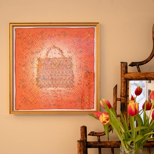 Framed Hermes Scarf Magic Kelly Framed Vintage Silk Scarf 20" Vintage Hermes at Vintage Luxe Up