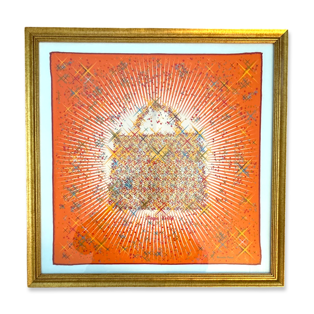 Framed Hermes Scarf Magic Kelly Framed Vintage Silk Scarf 20" Vintage Hermes at Vintage Luxe Up