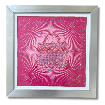 Framed Hermes Scarf Magic Kelly Pink Framed Vintage Silk Scarf 21" Vintage Hermes at Vintage Luxe Up