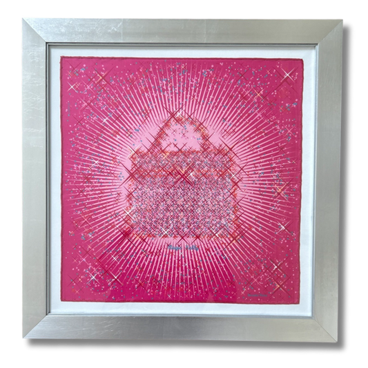 Framed Hermes Scarf Magic Kelly Pink Framed Vintage Silk Scarf 21" Vintage Hermes at Vintage Luxe Up