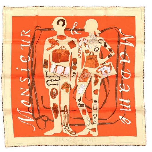 HERMES Monsieur et Madame スカーフ Monsieur-et-Madame-Framed-