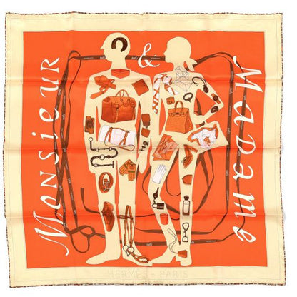 Monsieur et Madame Framed Vintage Silk Scarf 32"