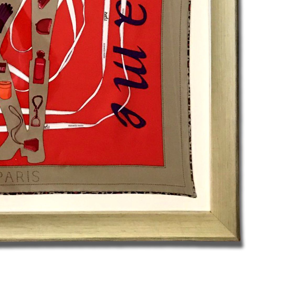 Monsieur et Madame Framed Vintage Silk Scarf 32"
