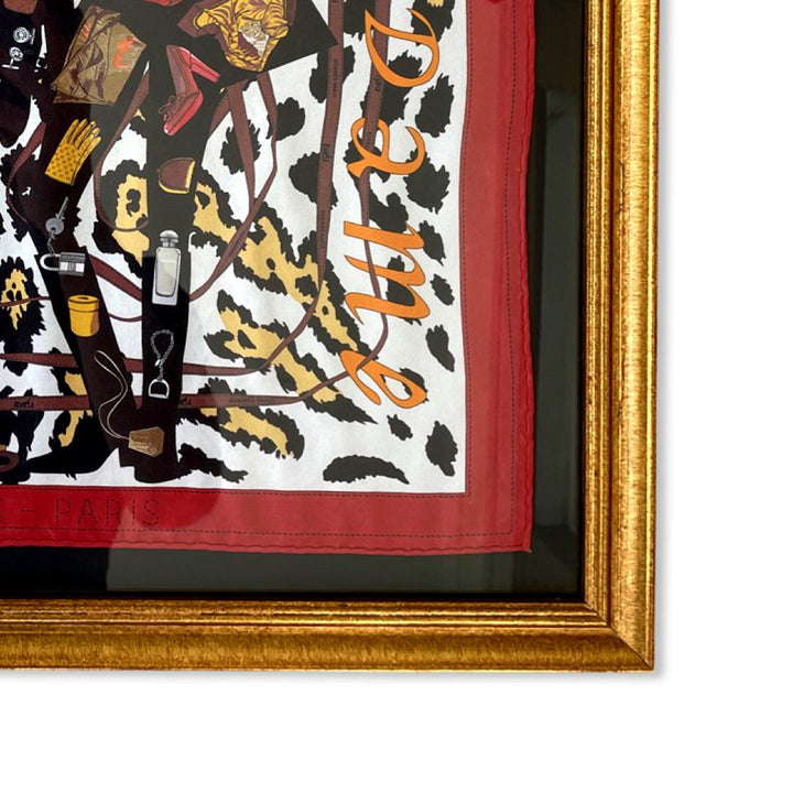 Monsieur et Madame Leopard Framed Vintage Silk Scarf 20"