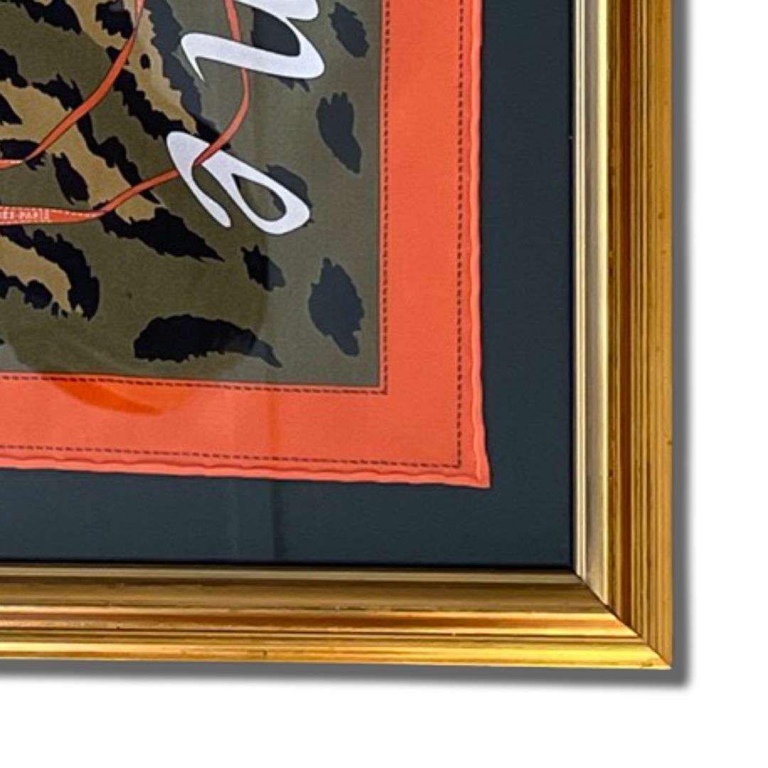 Monsieur et Madame Leopard Framed Vintage Silk Scarf 20"