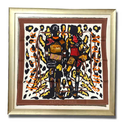 Monsieur et Madame Leopard Framed Vintage Silk Scarf 42"