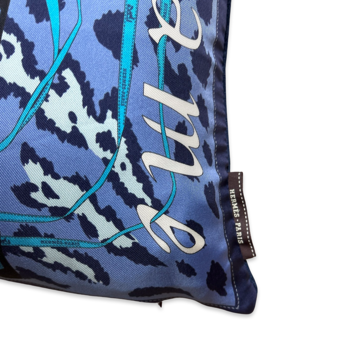 Monsieur et Madame Leopard Vintage Silk Scarf Pillow 17"