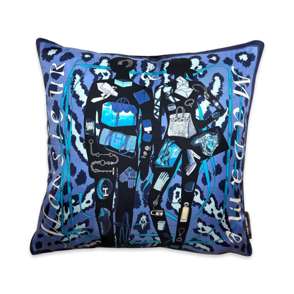 Vintage Hermes Pillow Monsieur et Madame Leopard Vintage Silk Scarf Pillow 17" at Vintage Luxe Up