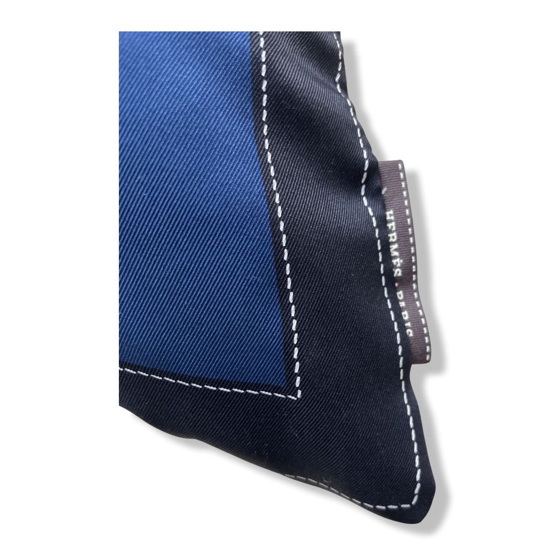 Monsieur et Madame Navy Silk Scarf Pillow 28"