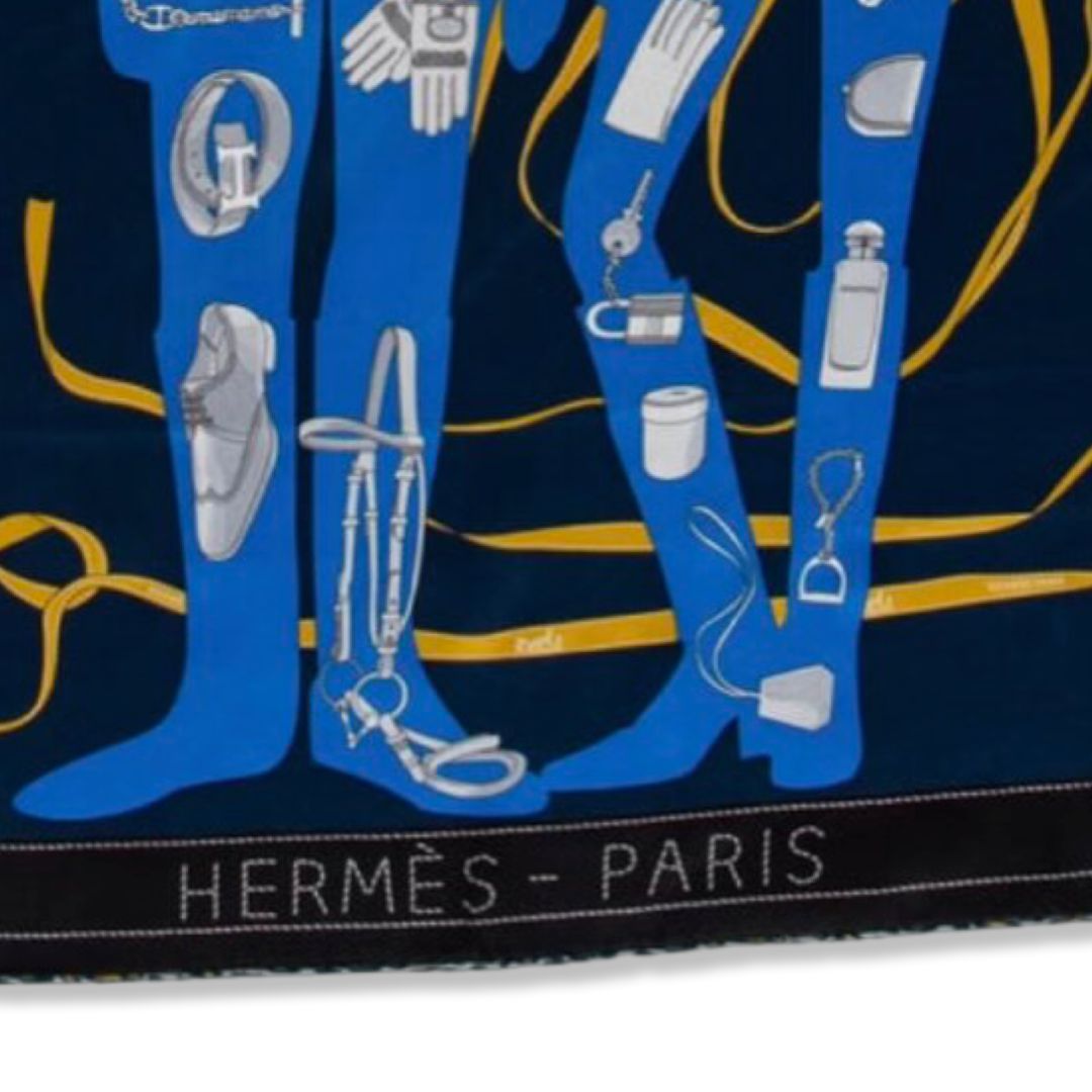 Monsieur et Madame Navy Silk Scarf Pillow 28"