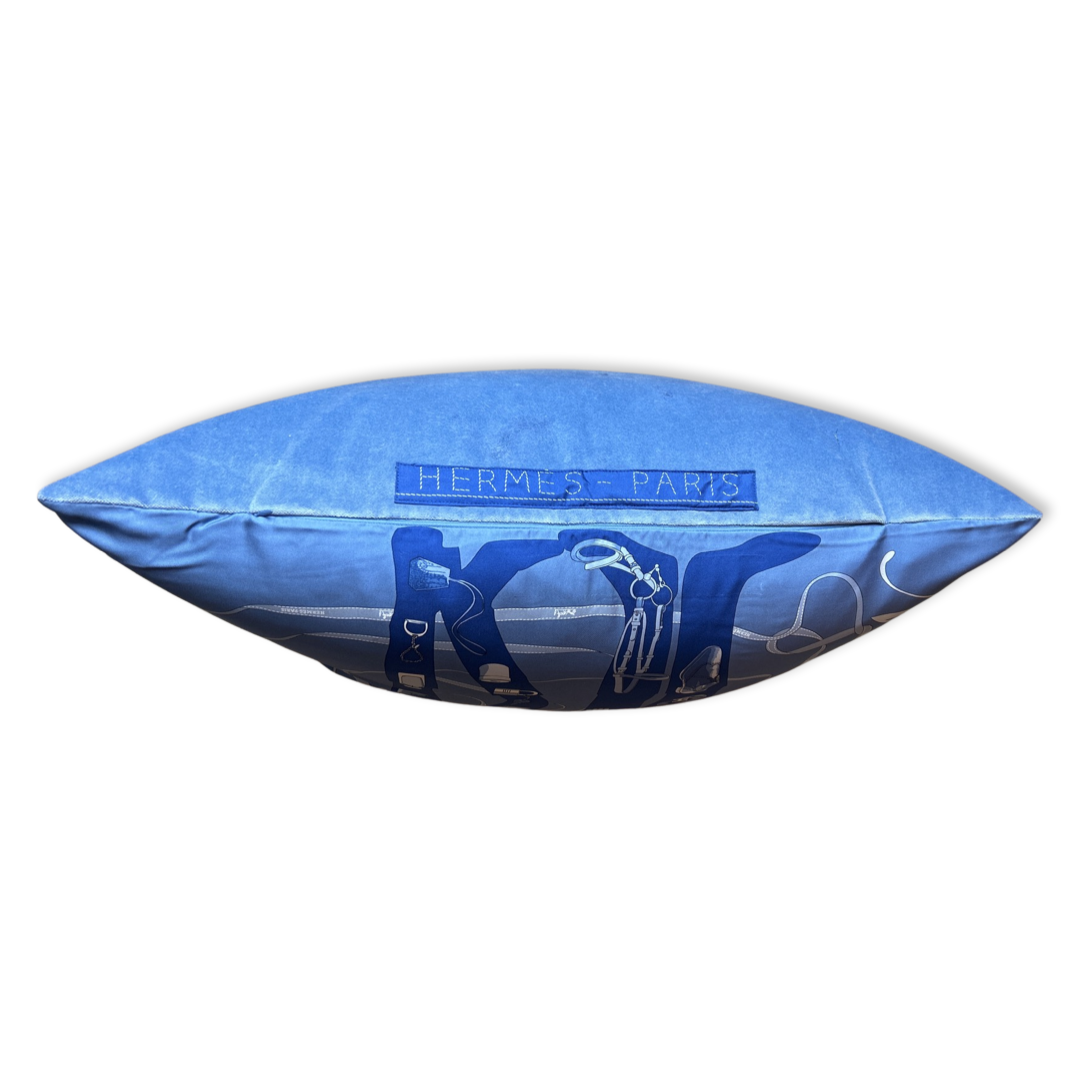 Monsieur et Madame Navy Silk Scarf Pillow 30"