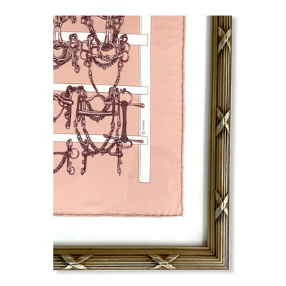 Mors et Filets Framed Vintage Silk Scarf 20"
