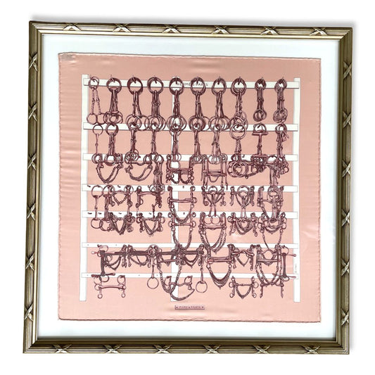 Framed Hermes Scarf Mors et Filets Framed Vintage Silk Scarf 20" Vintage Hermes at Vintage Luxe Up