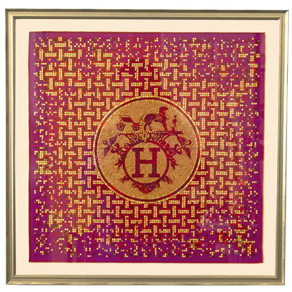 Framed Hermes Scarf Mosaique au 24 Framed Vintage Silk Scarf 20" Vintage Hermes at Vintage Luxe Up
