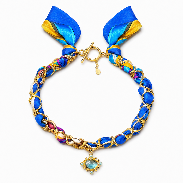 Rubans du Cheval Vintage Silk Scarf & Labrodite Link Necklace