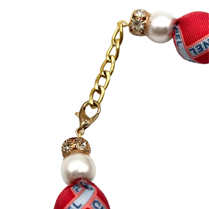 Logo Trellis Vintage Silk Necktie Necklace