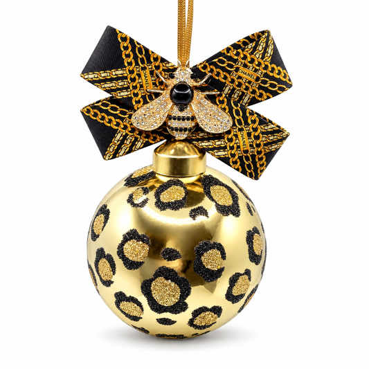 Chain Print Bumblebee Vintage Silk Necktie Christmas Ornament