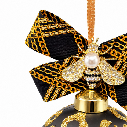 Chain Print Bumblebee Vintage Silk Necktie Christmas Ornament