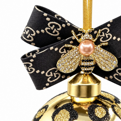GG Leopard Print Bumblebee Vintage Silk Necktie Christmas Ornament