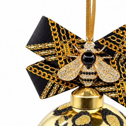 Chain Print Bumblebee Vintage Silk Necktie Christmas Ornament