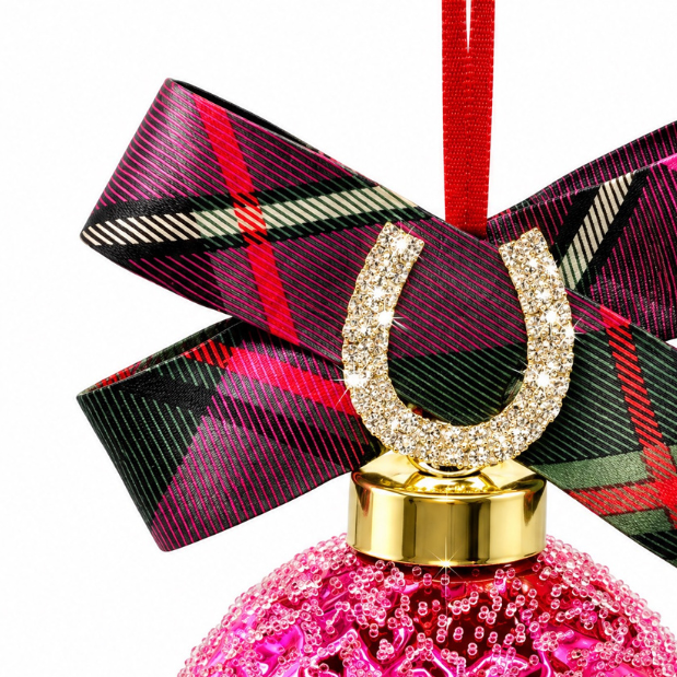 Tartan Horseshoe Vintage Silk Necktie Christmas Ornament