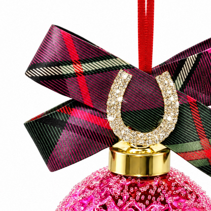Tartan Horseshoe Vintage Silk Necktie Christmas Ornament