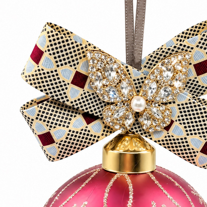 Geometric Print Butterfly Vintage Silk Necktie Christmas Ornament