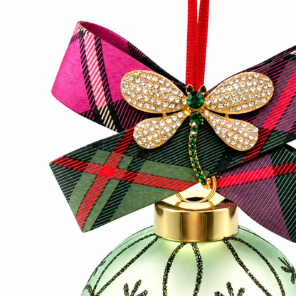 Tartan Dragonfly Vintage Silk Necktie Christmas Ornament