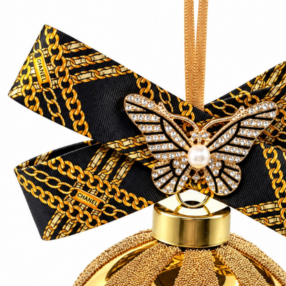 Chain Print Butterfly Vintage Silk Necktie Christmas Ornament