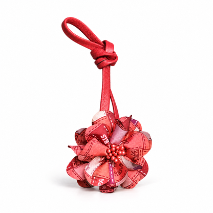 Bolduc au Carre Flower Vintage Silk Scarf Bag Charm