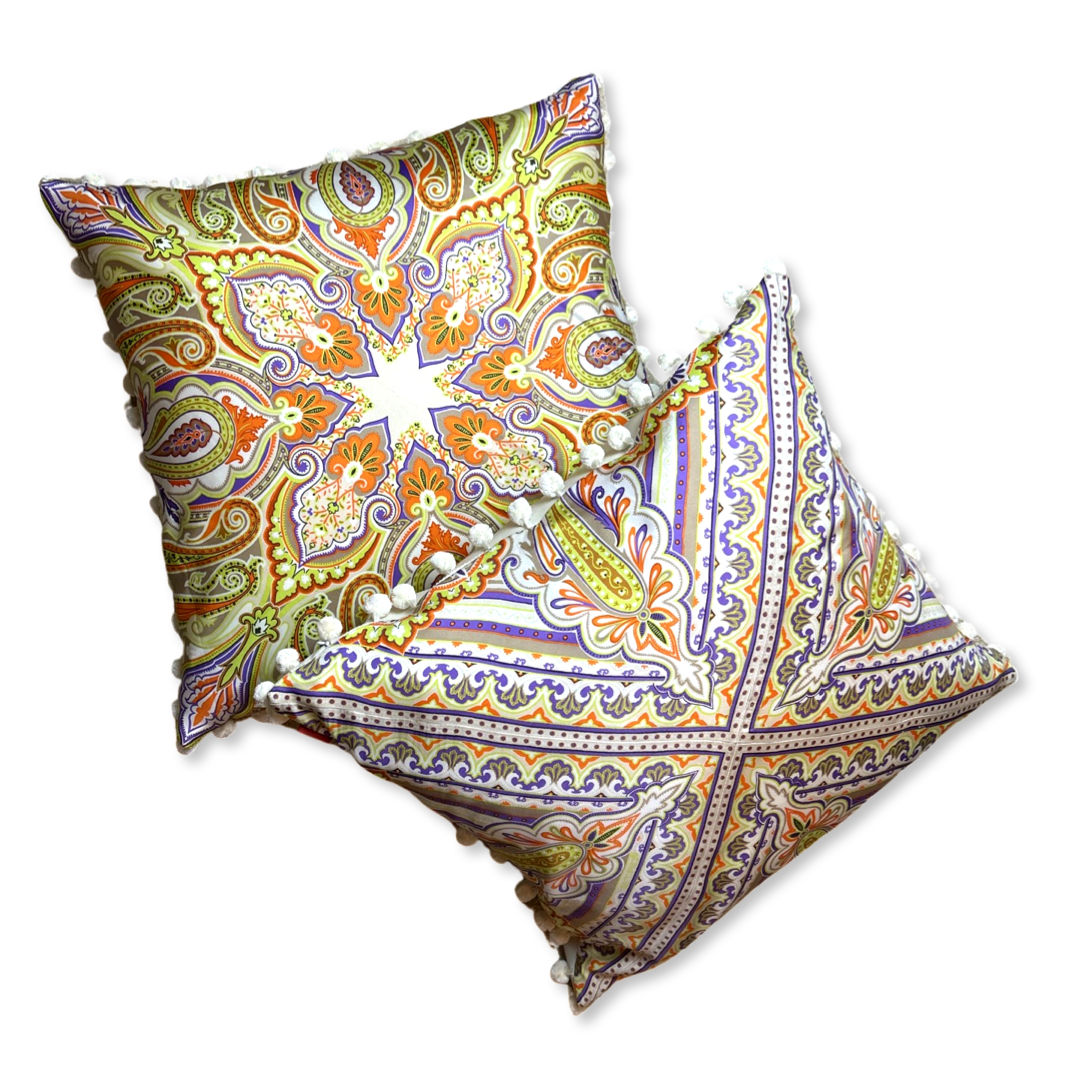 Vintage Etro Pillow Paisley Vintage Silk Scarf Pillows 24" at Vintage Luxe Up