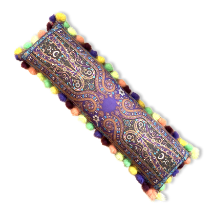 Vintage Etro Pillow Paisley Vintage Wool & Silk Scarf Fox Trim Lumbar Pillow 50" at Vintage Luxe Up