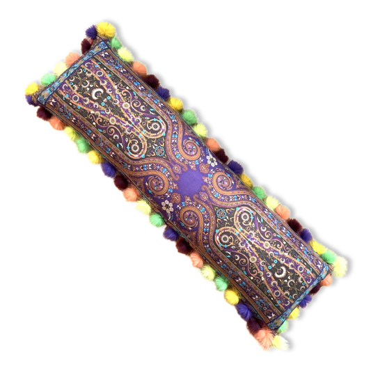 Vintage Etro Pillow Paisley Vintage Wool & Silk Scarf Fox Trim Lumbar Pillow 50" at Vintage Luxe Up